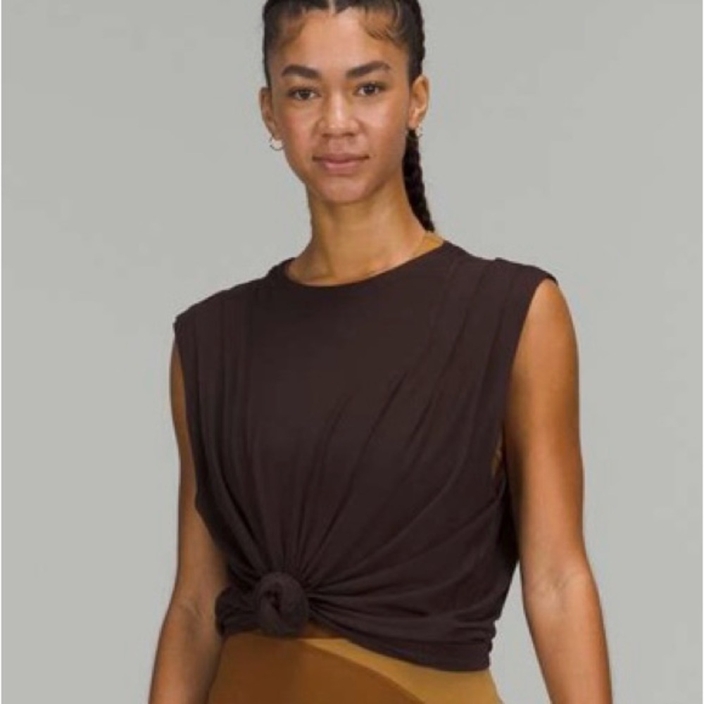 lululemon athletica Brown Modal‎ Pleated Shoulder Tank Top-PTP 21.5"
